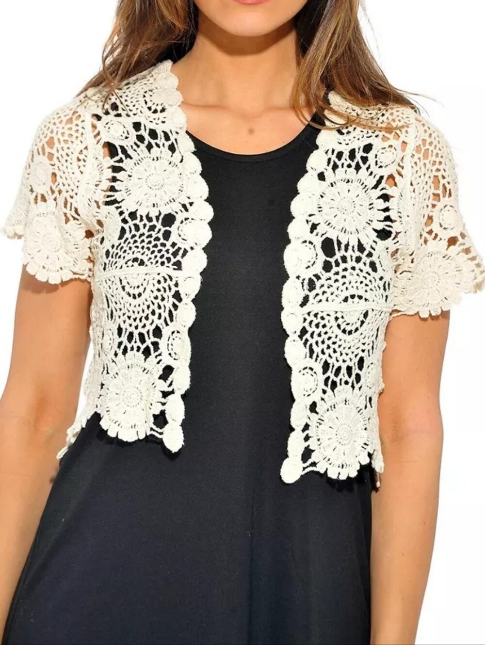 Just Love Bolero Crochet Shrug - Bright White